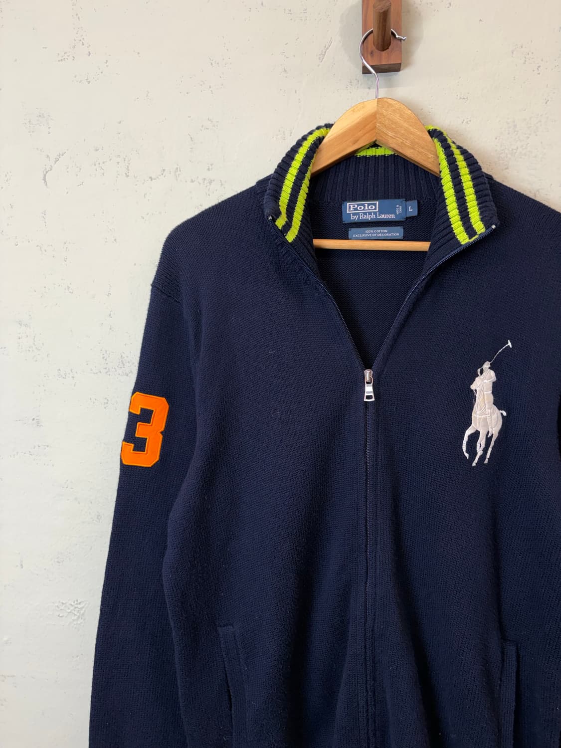 폴로랄프로렌 빅포니 코튼 니트집업 네이비 상품이미지4