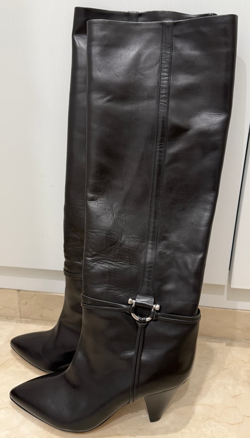 이자벨마랑 송아지 가죽 하네스 롱부츠 블랙 37 상품이미지4