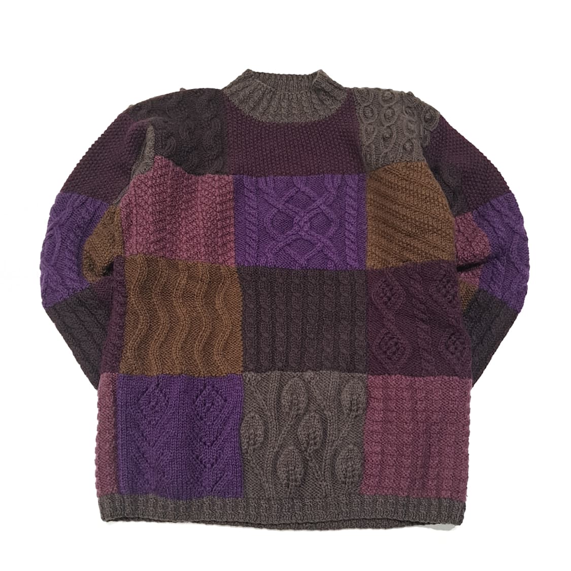 CL070 엘엘빈 울 패치워크 멀티케이블 니트 스웨터 상품이미지1