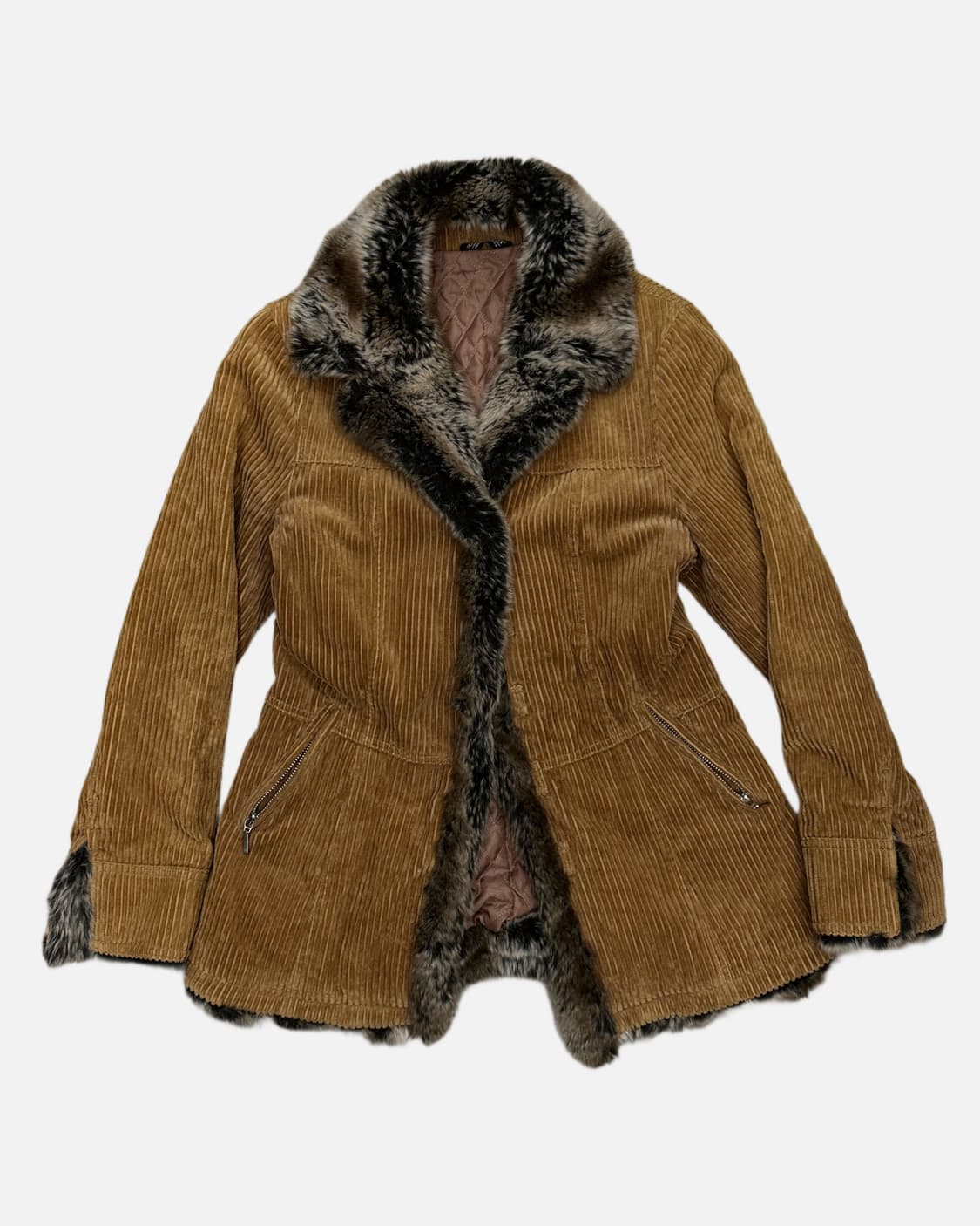 brown corduroy fur jacket 상품이미지1