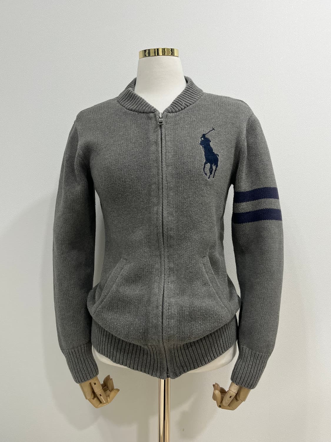 폴로 랄프로렌 그레이 니트집업 빅포니 상품이미지1