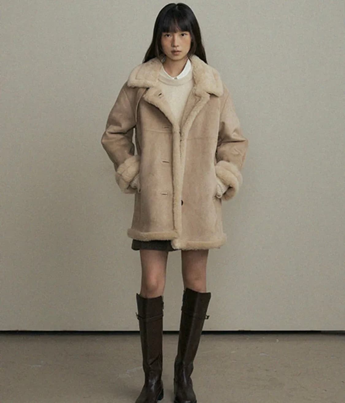 suede mustang coat-beige 상품이미지3