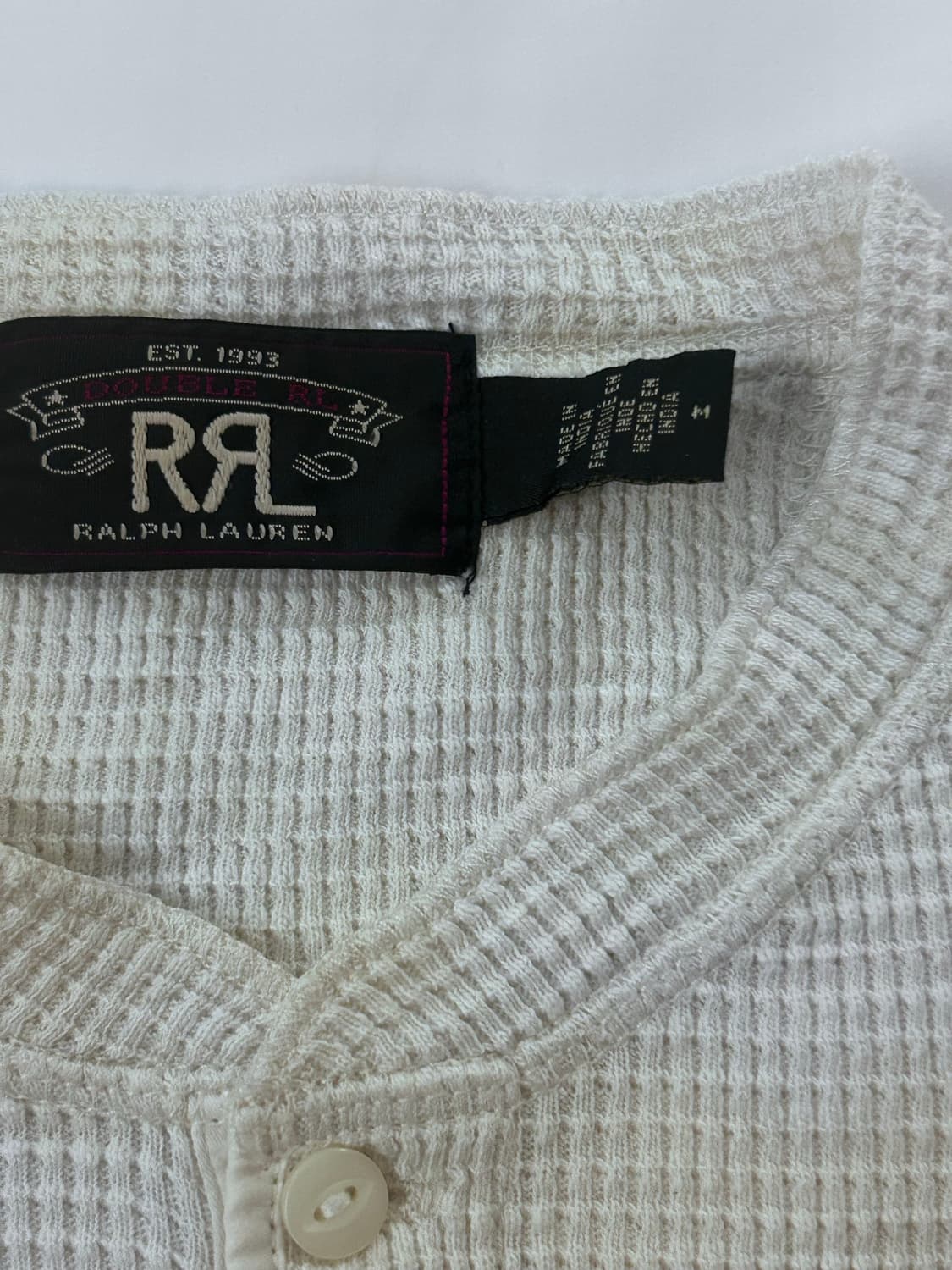 RRL 더블알엘 와플 헨리넥 반팔티 숏슬리브 화이트 M 상품이미지3