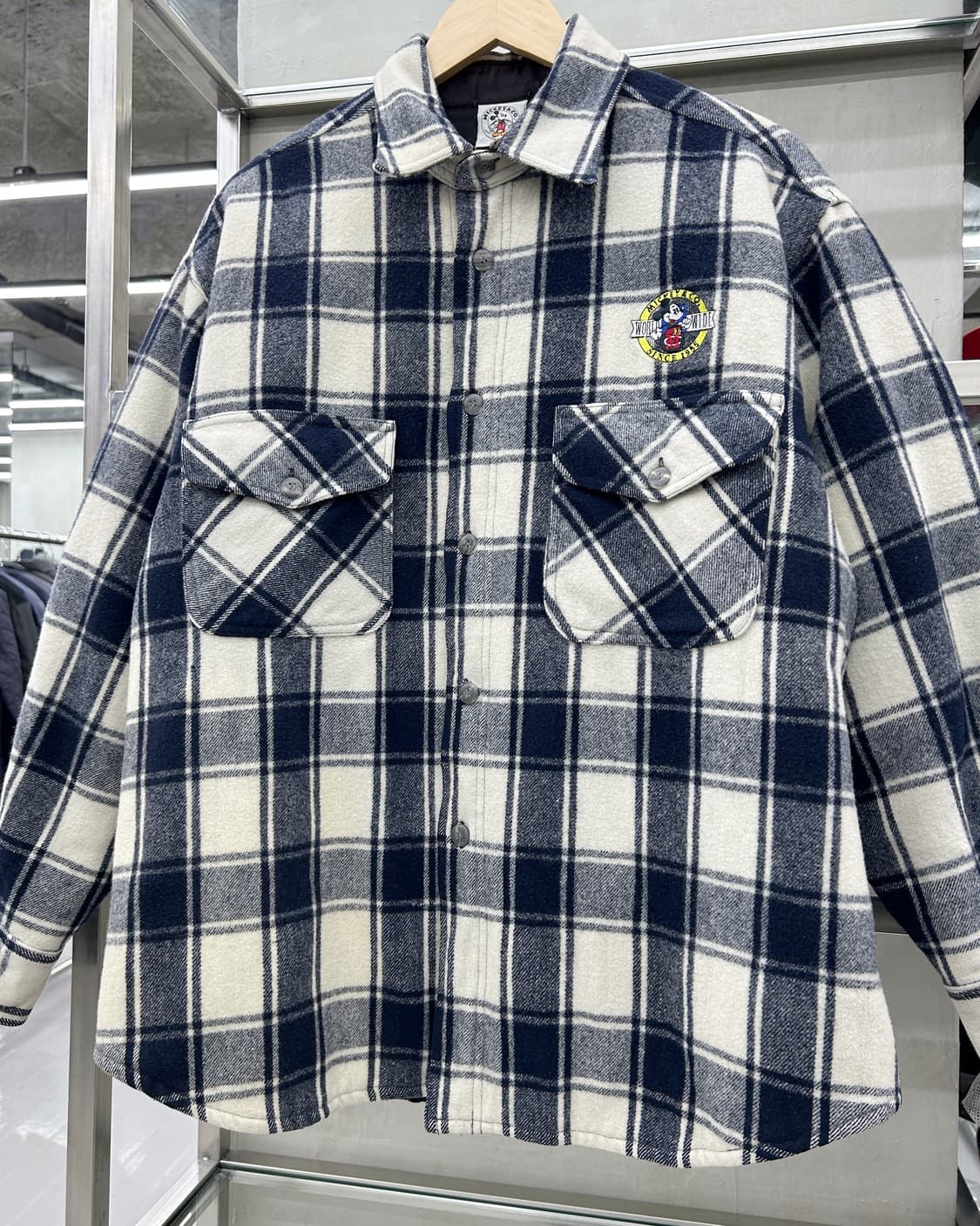 디즈니 90s 미키마우스 플란넬 체크 오버셔츠 점퍼 상품이미지2