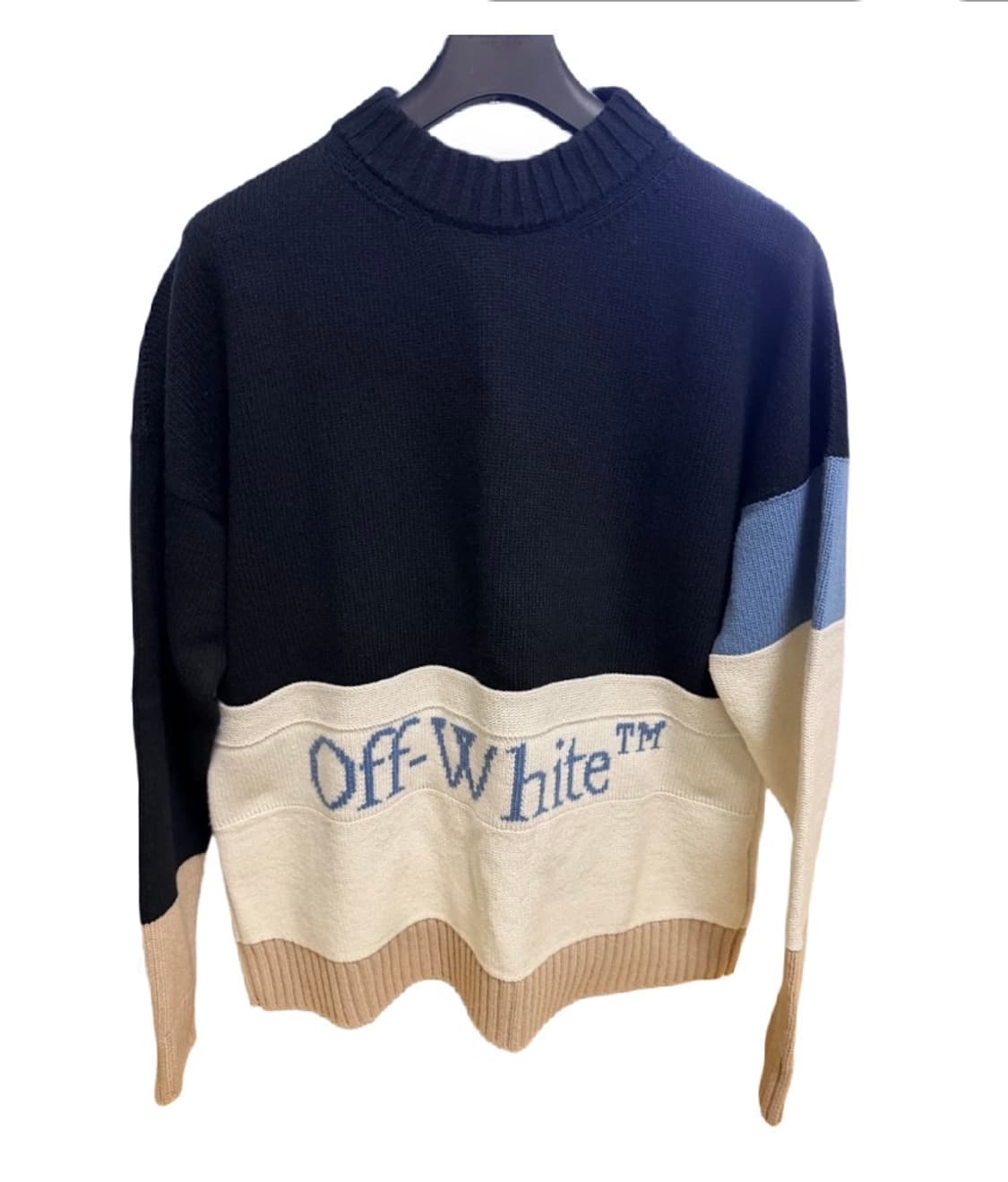 오프화이트 컬러블록 니트 상품이미지1