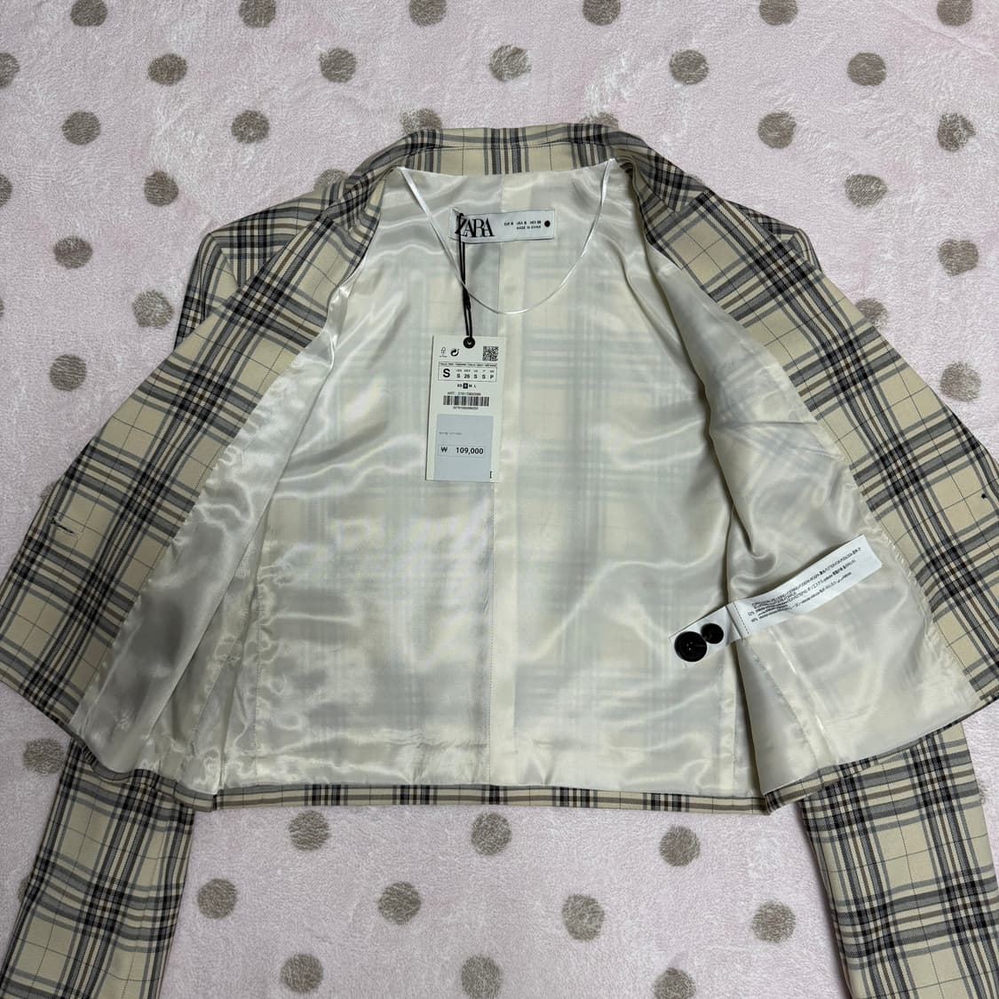 자라 체크 크롭 자켓 상품이미지3
