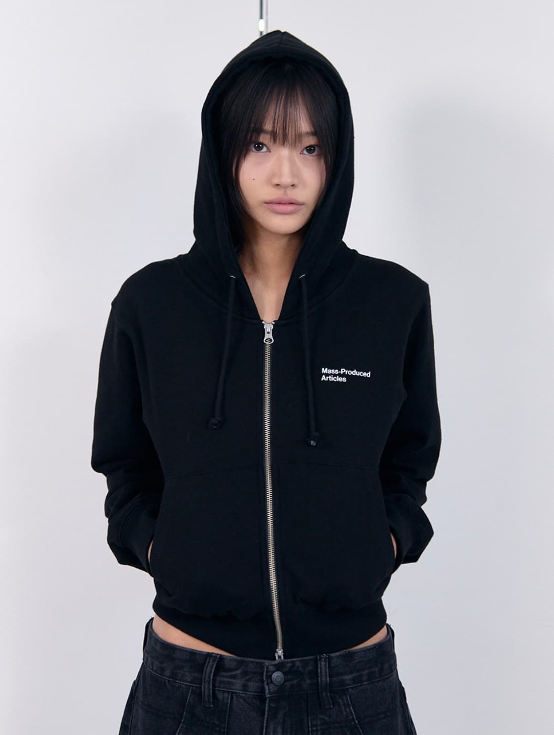 (M사이즈) HOOD ZIP UP 우먼 블랙 후드집업 상품이미지2