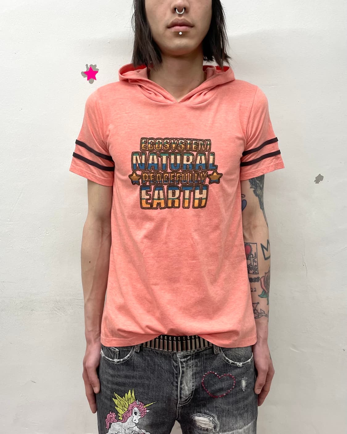  Retro Orange Hooded T-Shirt  상품이미지1