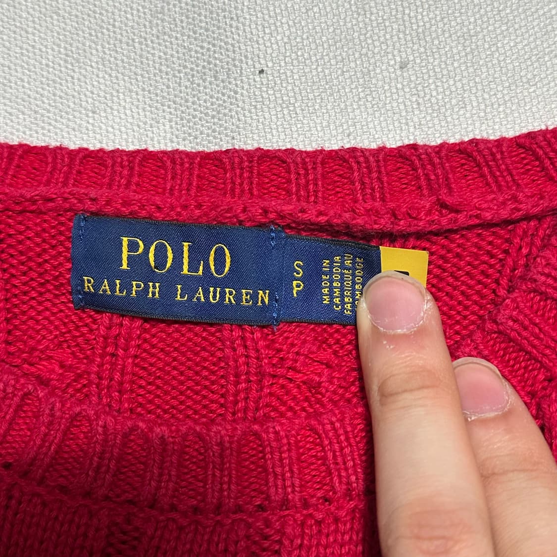 Polo Ralph Lauren 정품 인증 레드 케이블 코튼 니트 상품이미지3