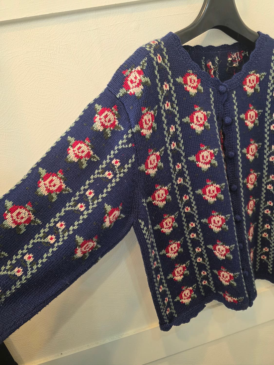빈티지 로즈 패턴 네이비 니트 가디건  자켓 상품이미지4