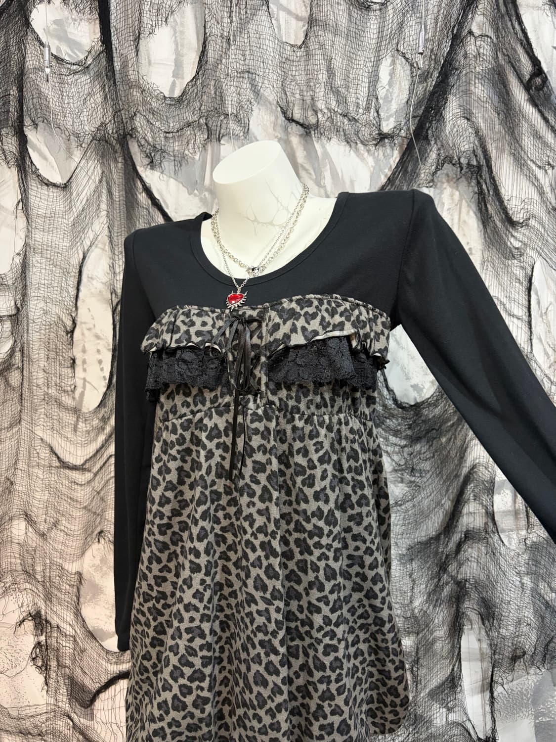 Onegyaru Leopard lace mini one piece 상품이미지8