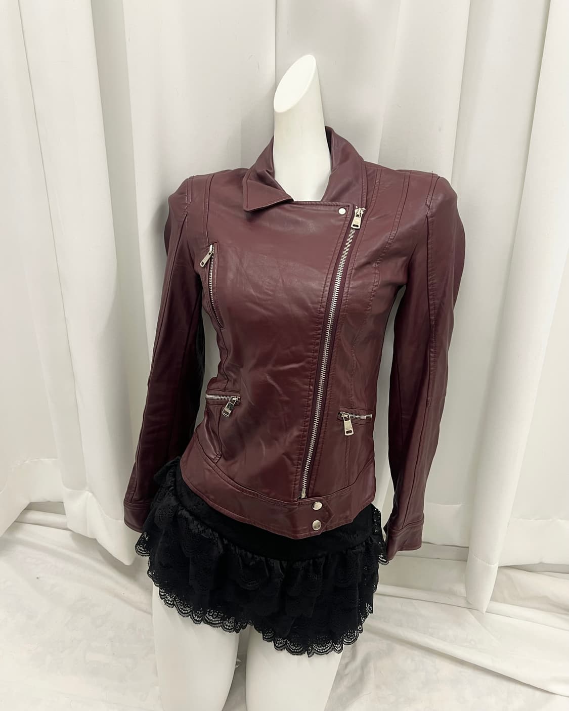 버건디 레더 자켓 상품이미지1