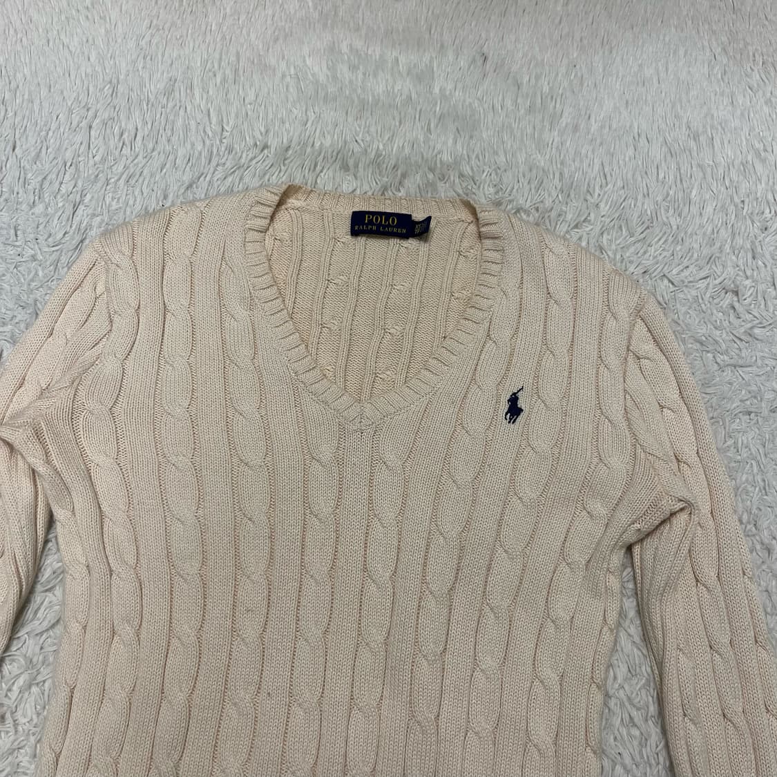 Polo Ivory V-Neck Cable Knit 상품이미지5