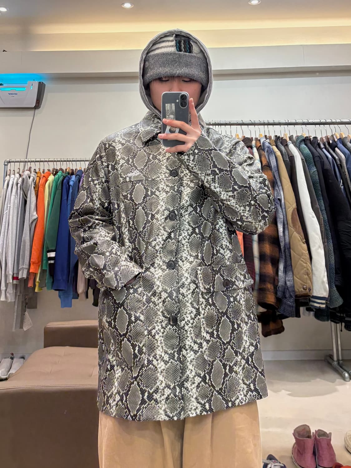 LMC 파이톤 가죽 카 코트 상품이미지8