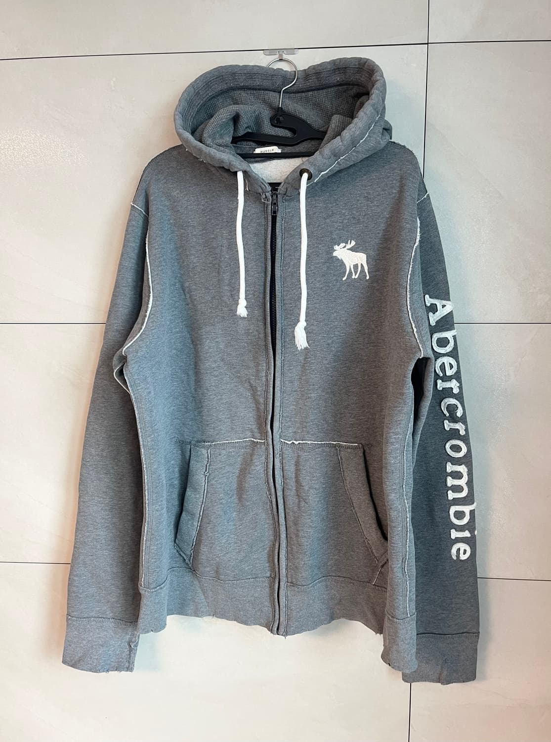 [XL] 아베크롬비 화이트 순록 후드집업 그레이 상품이미지1