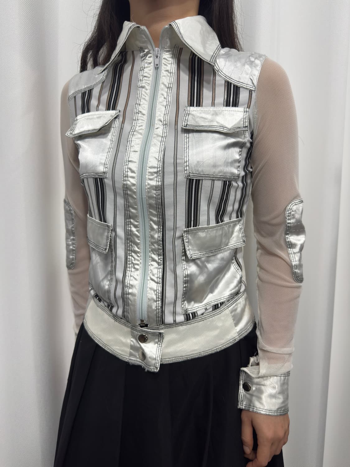 b.l goodlooker silver design mesh zipup 상품이미지3