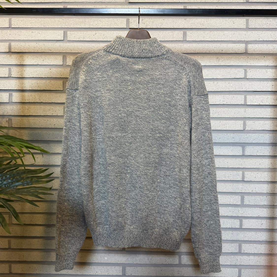 MOSCHINO 모스키노 하프폴라 울 니트 드롭숄더 디테일 멜란지 그레이 상품이미지3