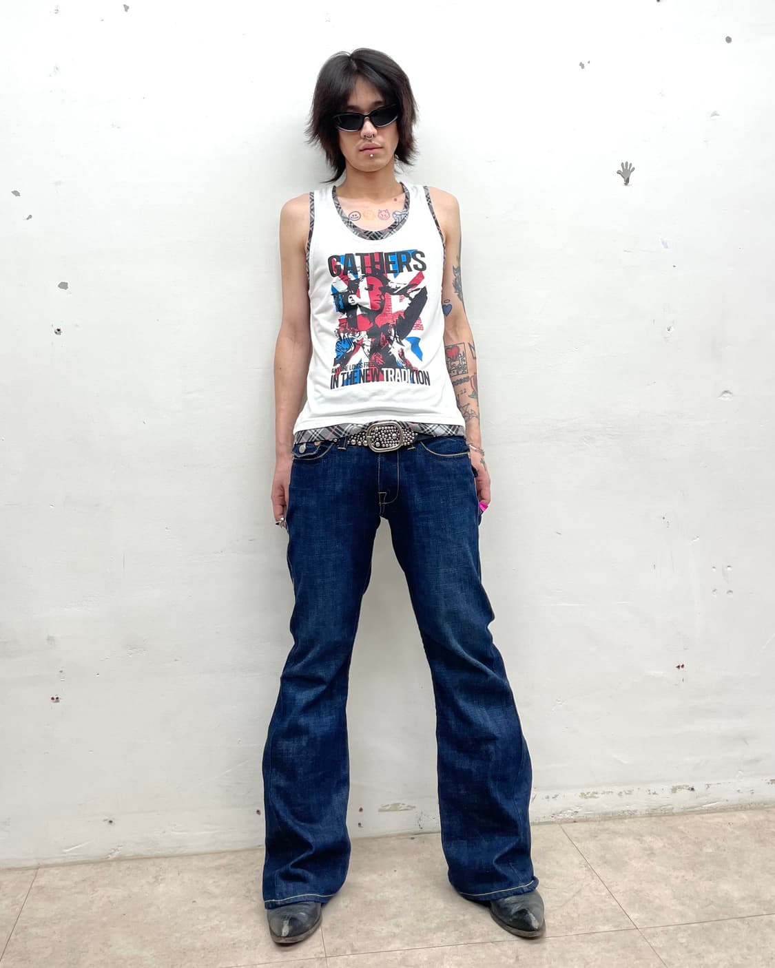 Girl American flag check sleeveless 상품이미지5