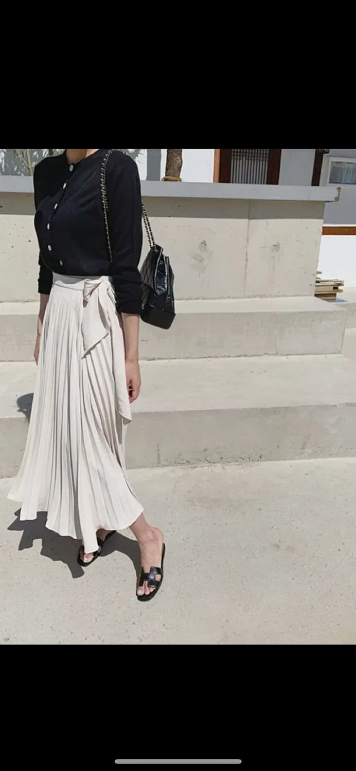 프로스트제이 카인다 랩 플리츠 스커트 베이지, 민트 상품이미지1