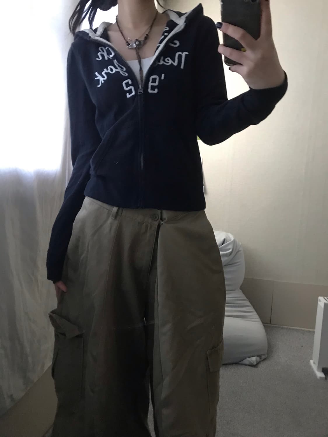 아베크롬비 네이비 딱붙핏 후드집업 상품이미지1