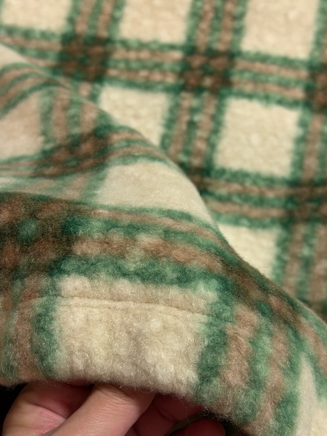 제너럴 아이디어 웜 퀼팅 체크 플리스 자켓 그린 상품이미지7