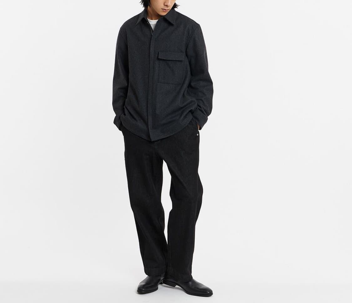 새상품(L) 언어펙티드 집 업 셔츠자켓 챠콜 상품이미지3