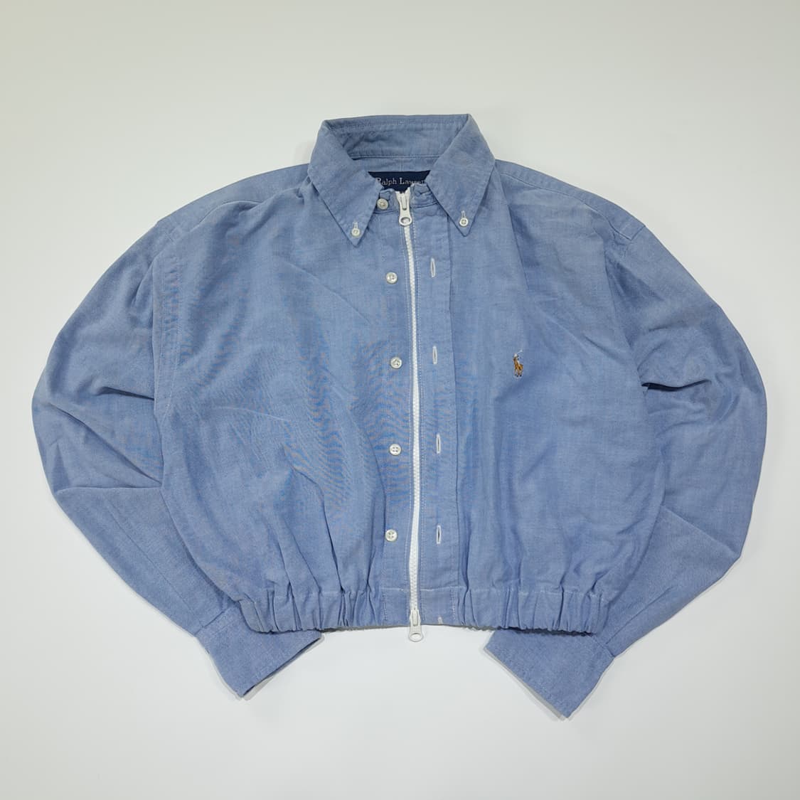 CL907 FREE 폴로 90s 클래식 블루 리메이크 크롭 셔츠 상품이미지1