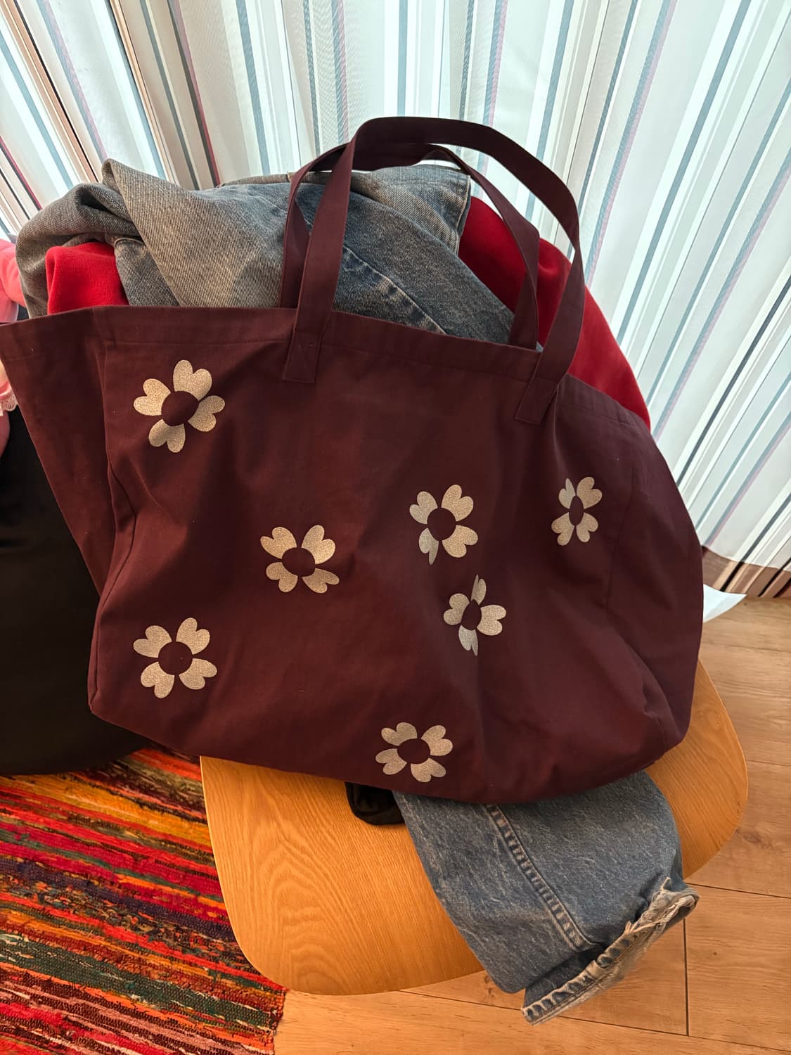 나비버스 lucky tote bag 버건디 상품이미지2