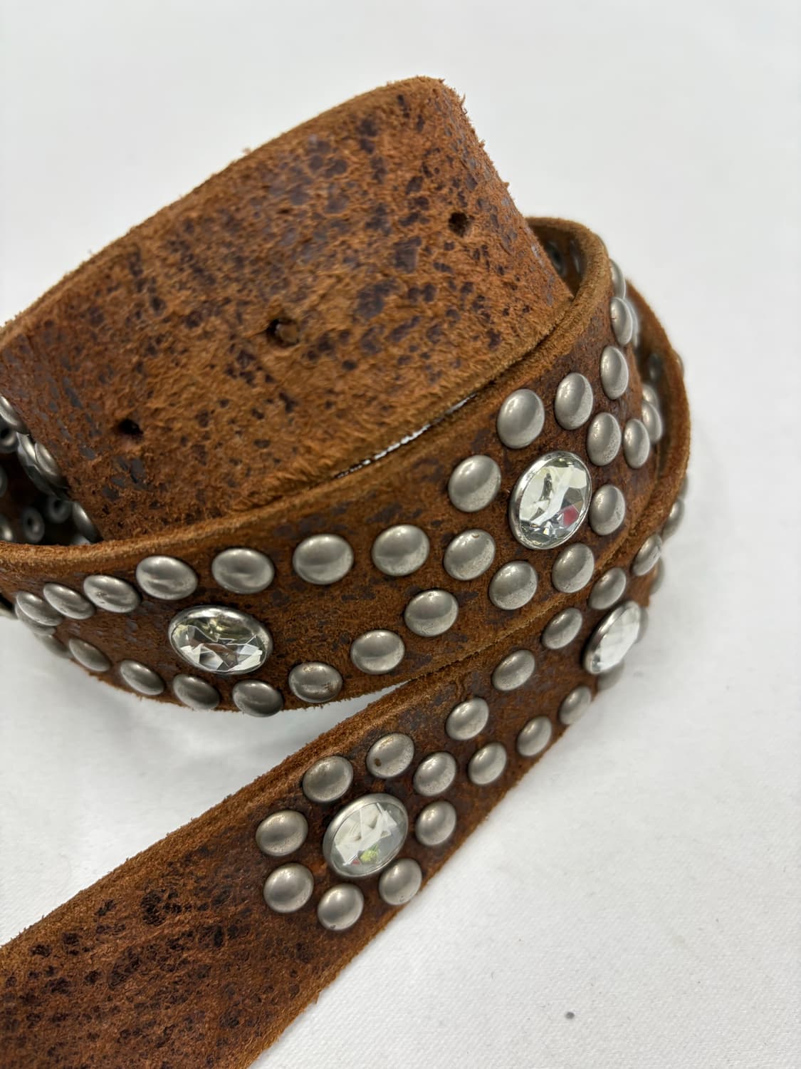 빈티지 브라운 레더 웨스턴 스터드 벨트 상품이미지2
