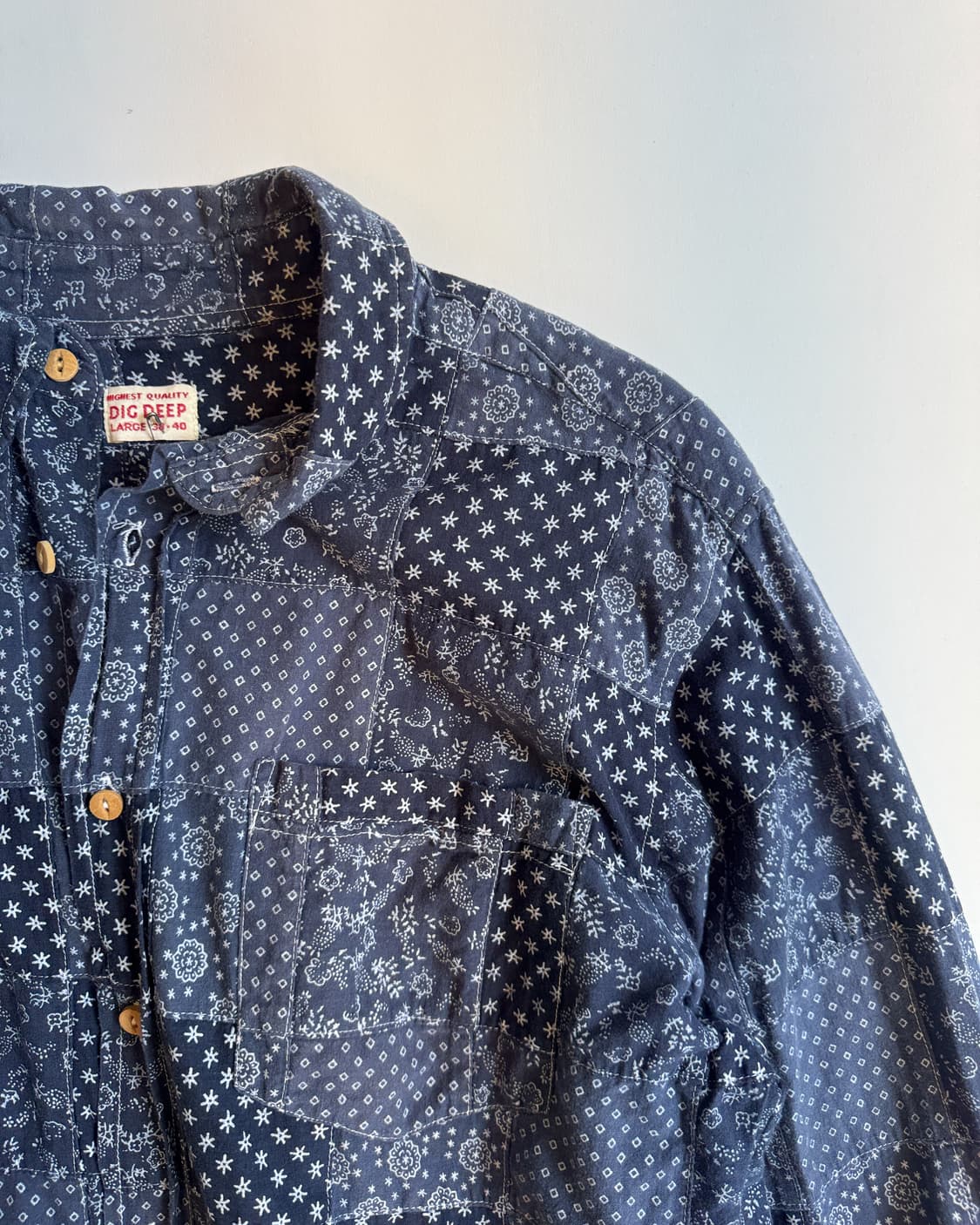 Navy Bandana Patchwork Shirt 상품이미지2
