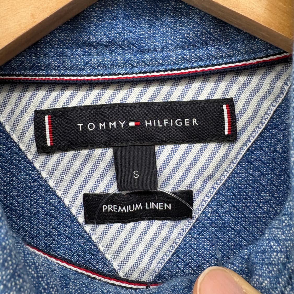 타미힐피거 블루 린넨 셔츠 남성 S 상품이미지4