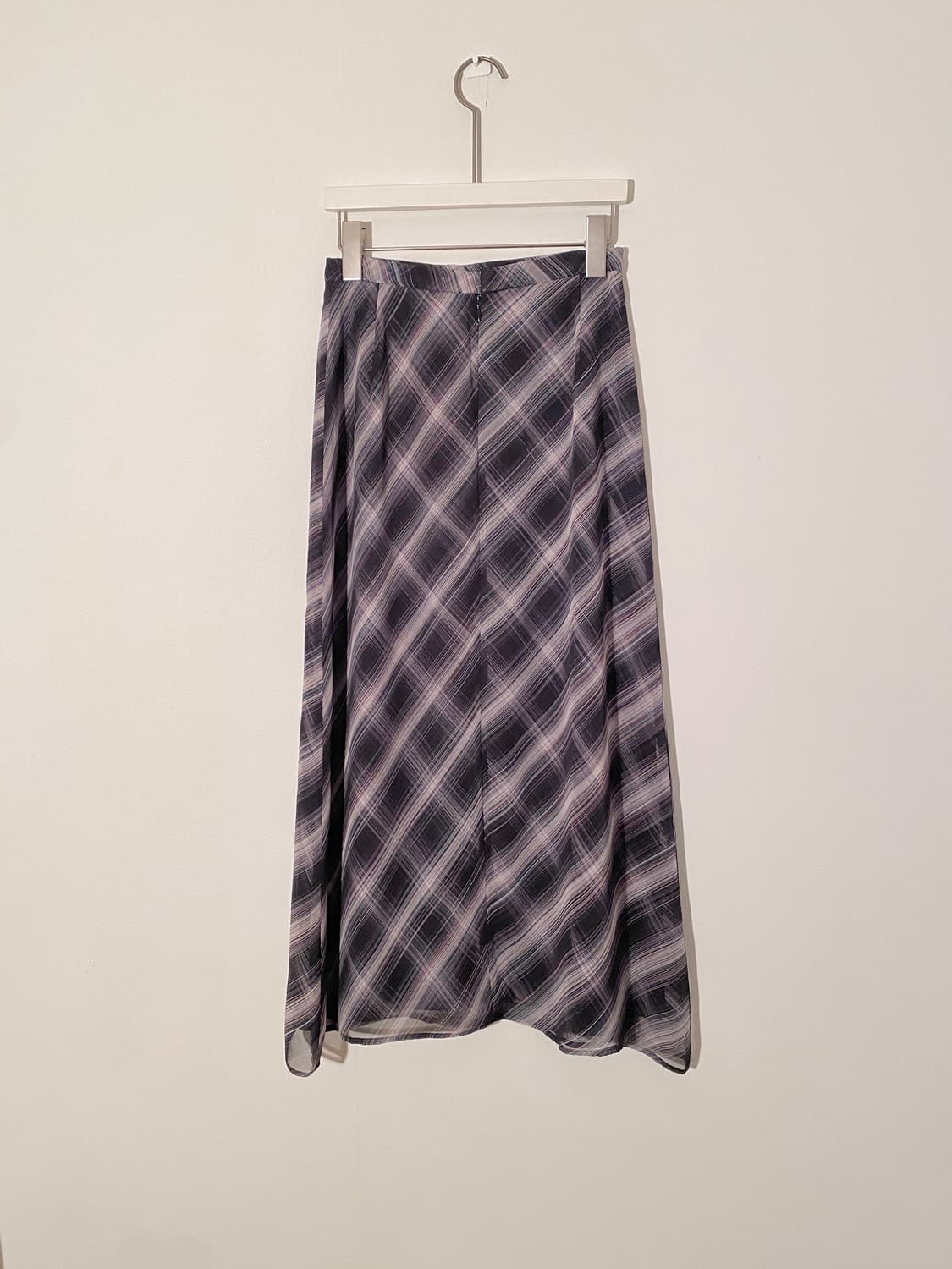 Vintage Navy Diagonal Check Long Skirt 상품이미지5