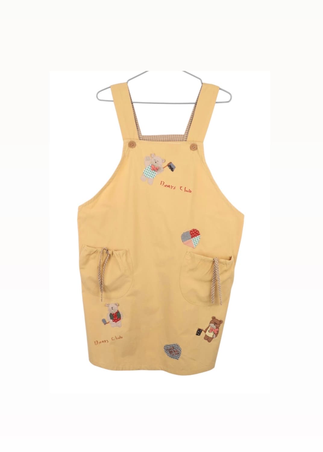 빈티지 곰돌이 자수 노란색 멜빵 원피스 상품이미지1