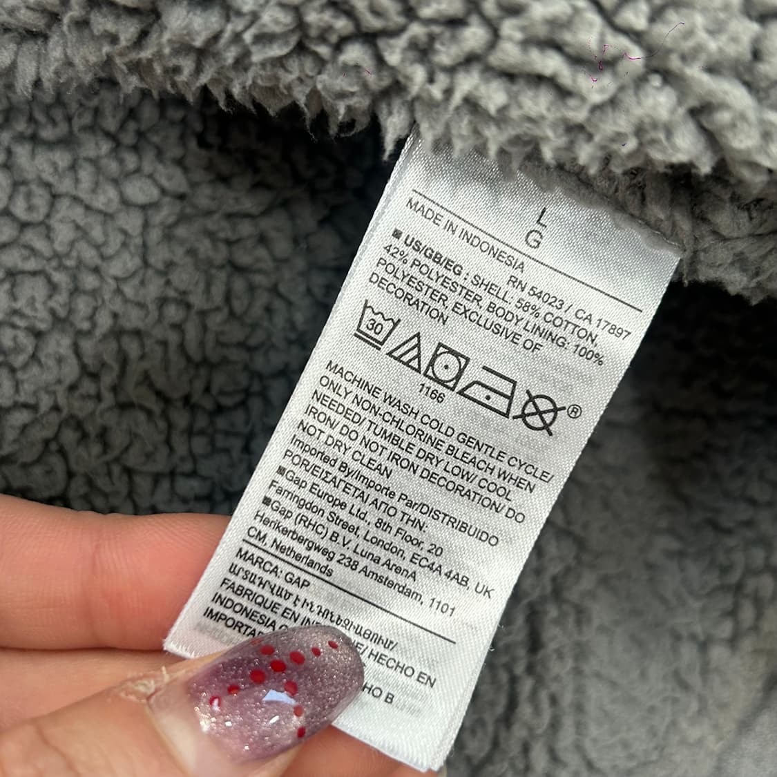 GAP 갭 블랙 로고 퍼 안감 그레이 후드집업  상품이미지6