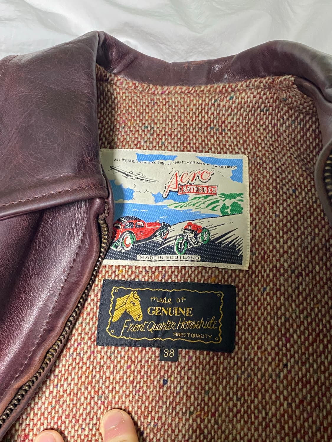 에어로 레더 클로딩 하프벨트 크롬악셀 호스하이드 레더자켓 38Size 상품이미지3