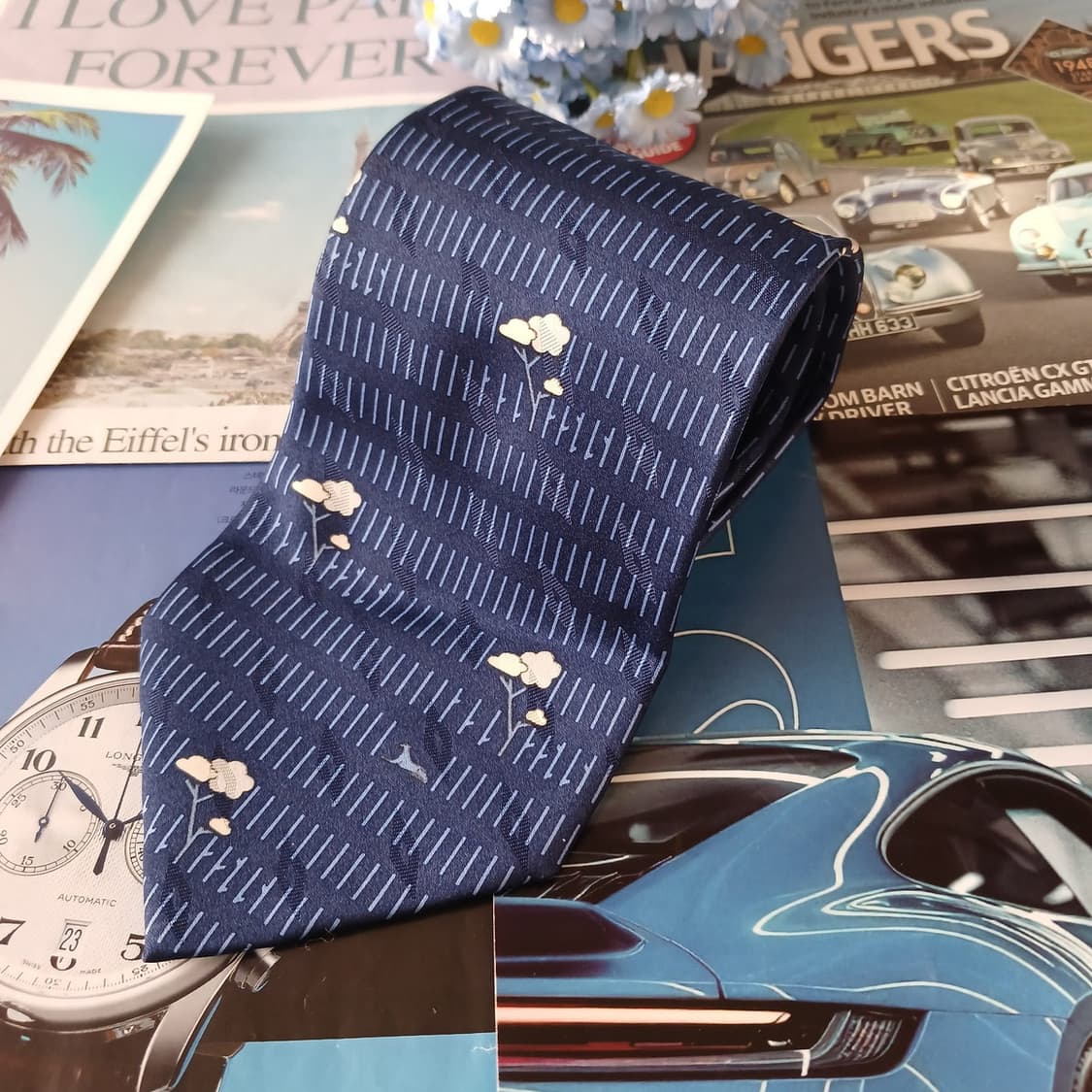 트루사르디 블루 플로럴 라인 실크 넥타이 10cm A+등급 K19189
 상품이미지2