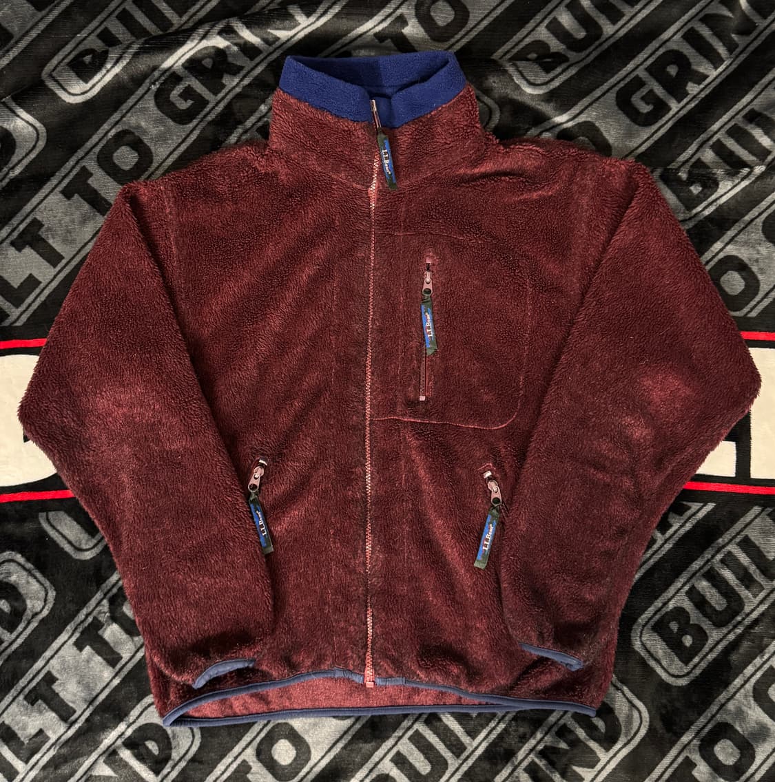 엘엘 빈 딥 파일 플리스 풀 오버 풀 짚 버건디 블루 상품이미지1