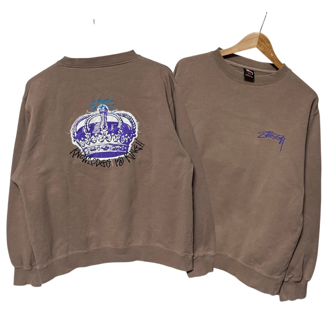 스투시 00s 빅로고 카라멜 베이지 오버핏 맨투맨 상품이미지1