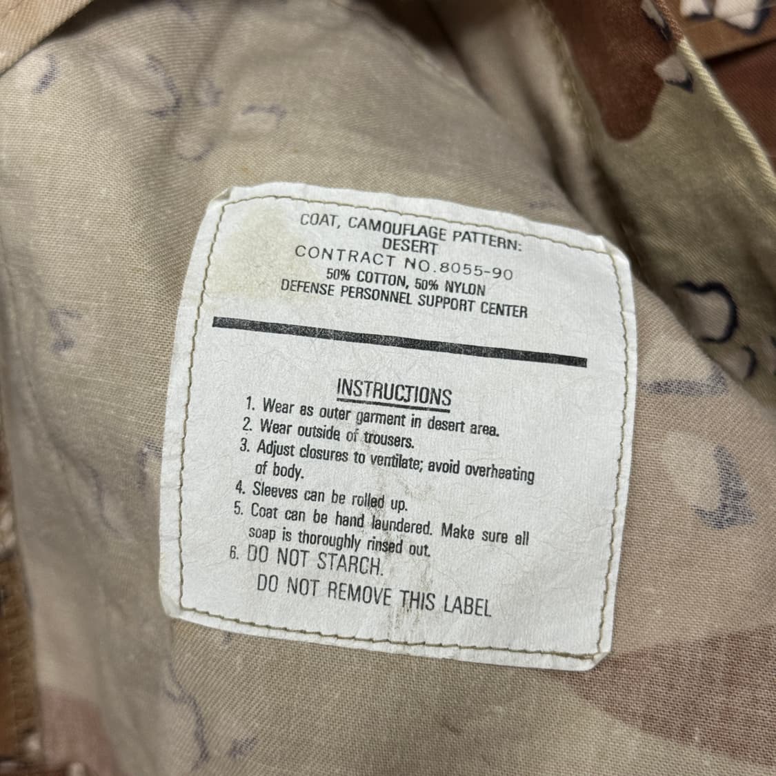오리지널 USA 밀리터리 BDU 데저트 카모 코튼 롱 자켓 상품이미지6