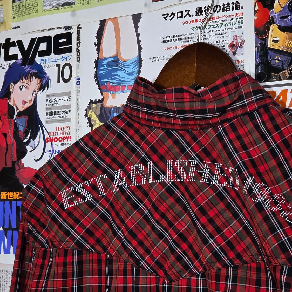 JPN 배드보이 타탄 체크 프린팅 레드 셔츠 상품이미지7