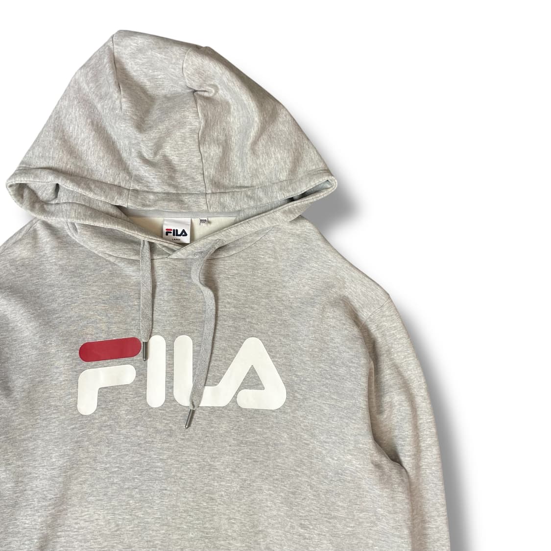 휠라 빅로고 프린팅 라이트그레이 후드 L 상품이미지3