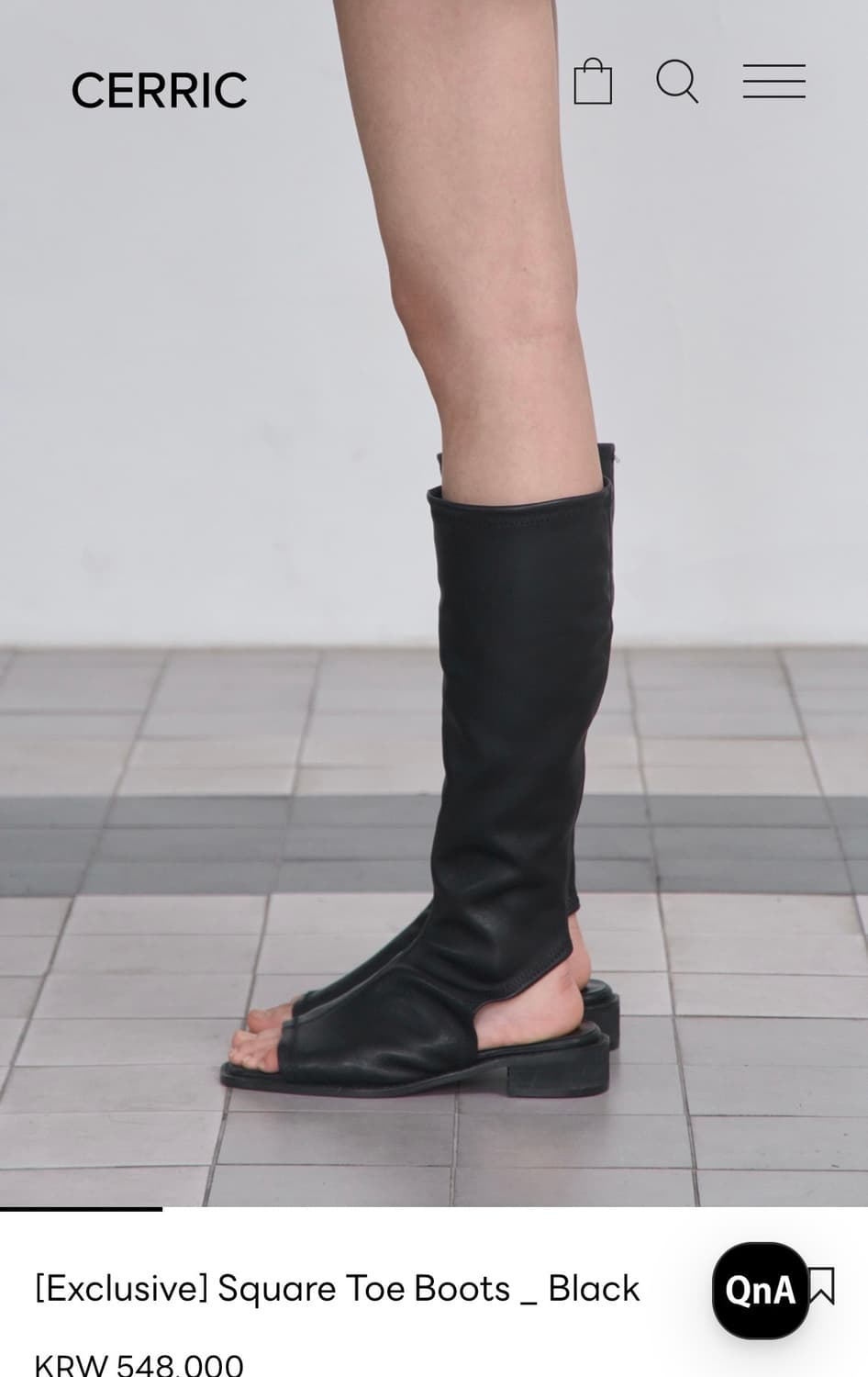 CERRIC 스퀘어토 롱부츠 블랙 상품이미지2