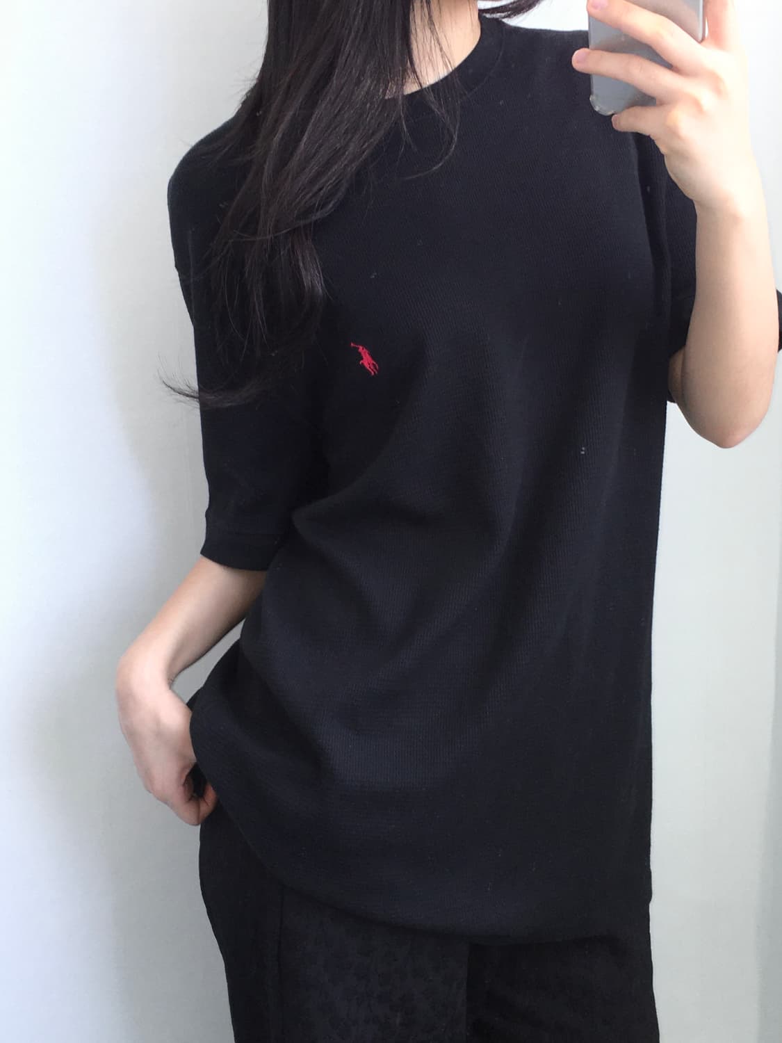 Polo 폴로 랄프로렌 블랙 와플 티셔츠 상품이미지3