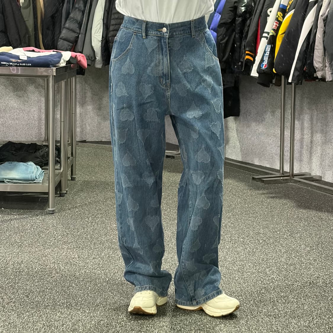 엑스톤즈 하트 데미지 밴딩 데님 팬츠 B4093 상품이미지1