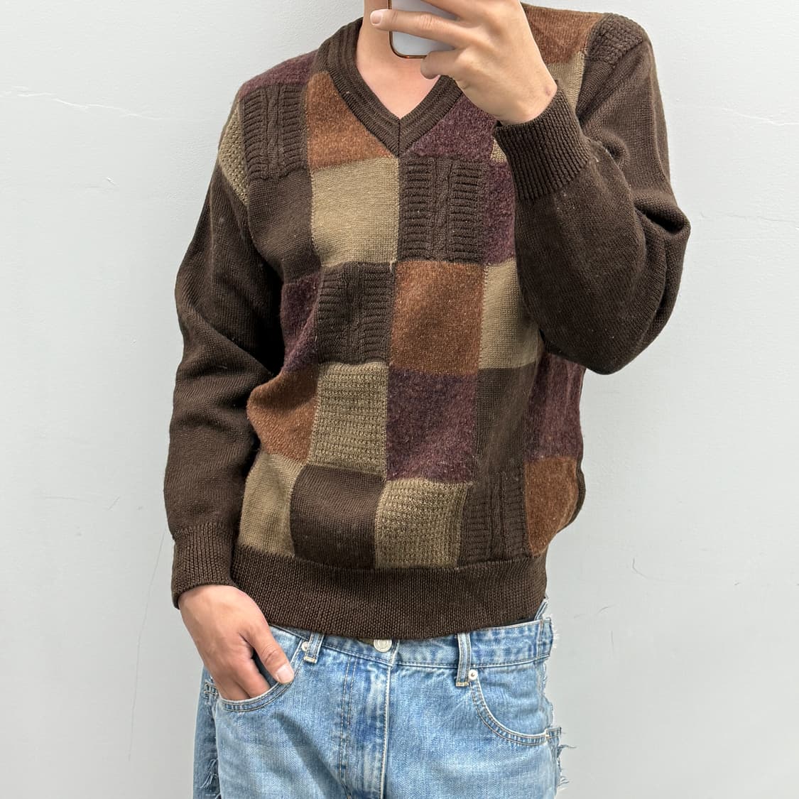 살룬 남성 니트티셔츠 브라운 상품이미지2