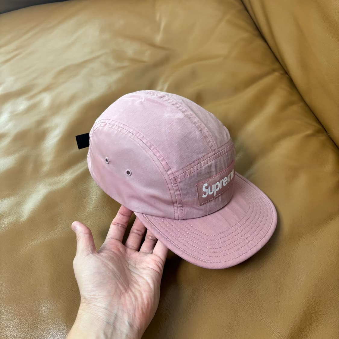 Supreme 슈프림 핑크 캠프캡 모자 Waxed Ripstop Pink 상품이미지3