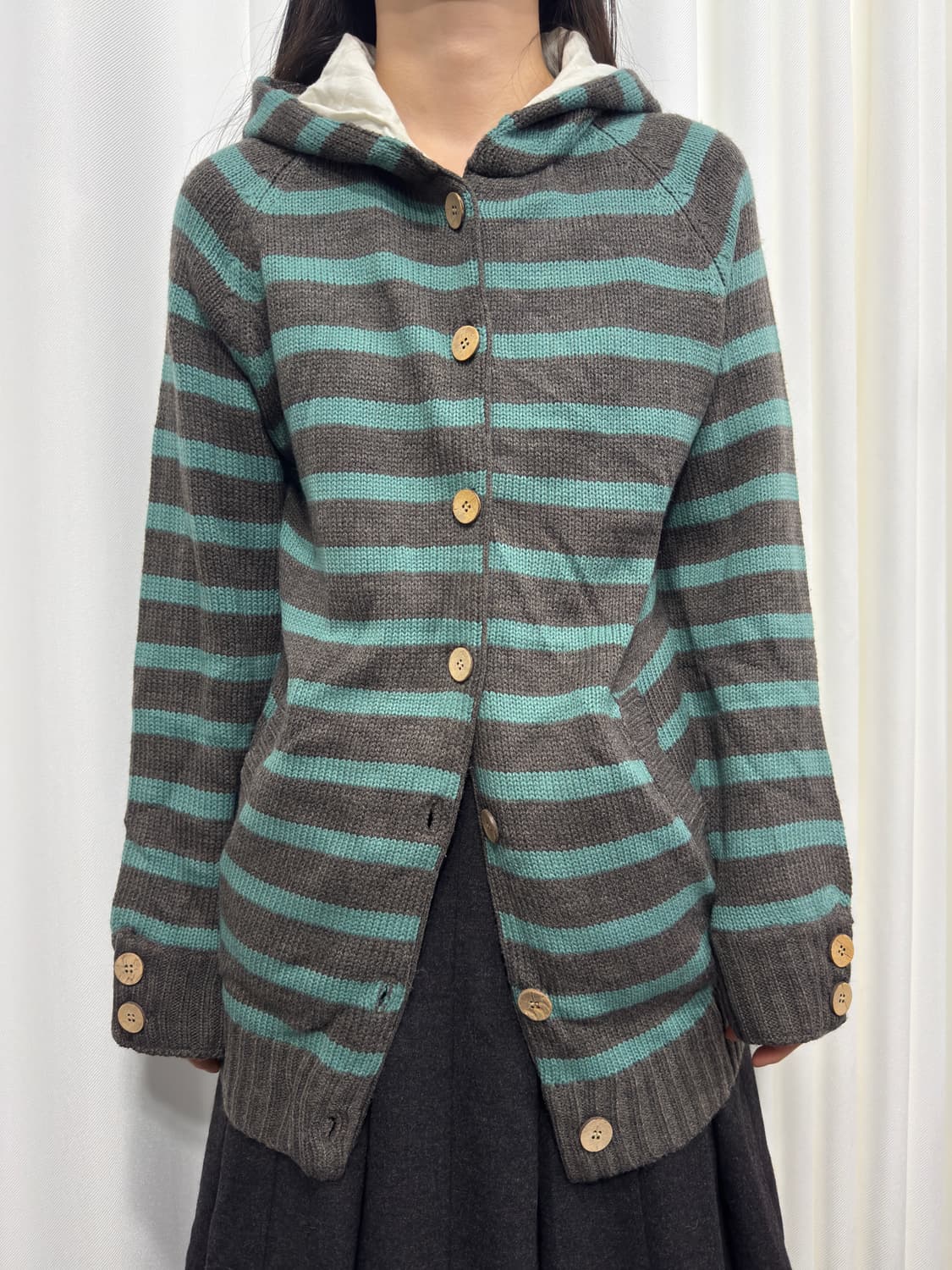 stripe hood cardigan 상품이미지1