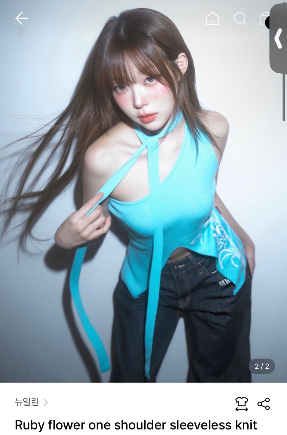 뉴얼린) Ruby Flower One Shoulder Sleeveless 상품이미지1