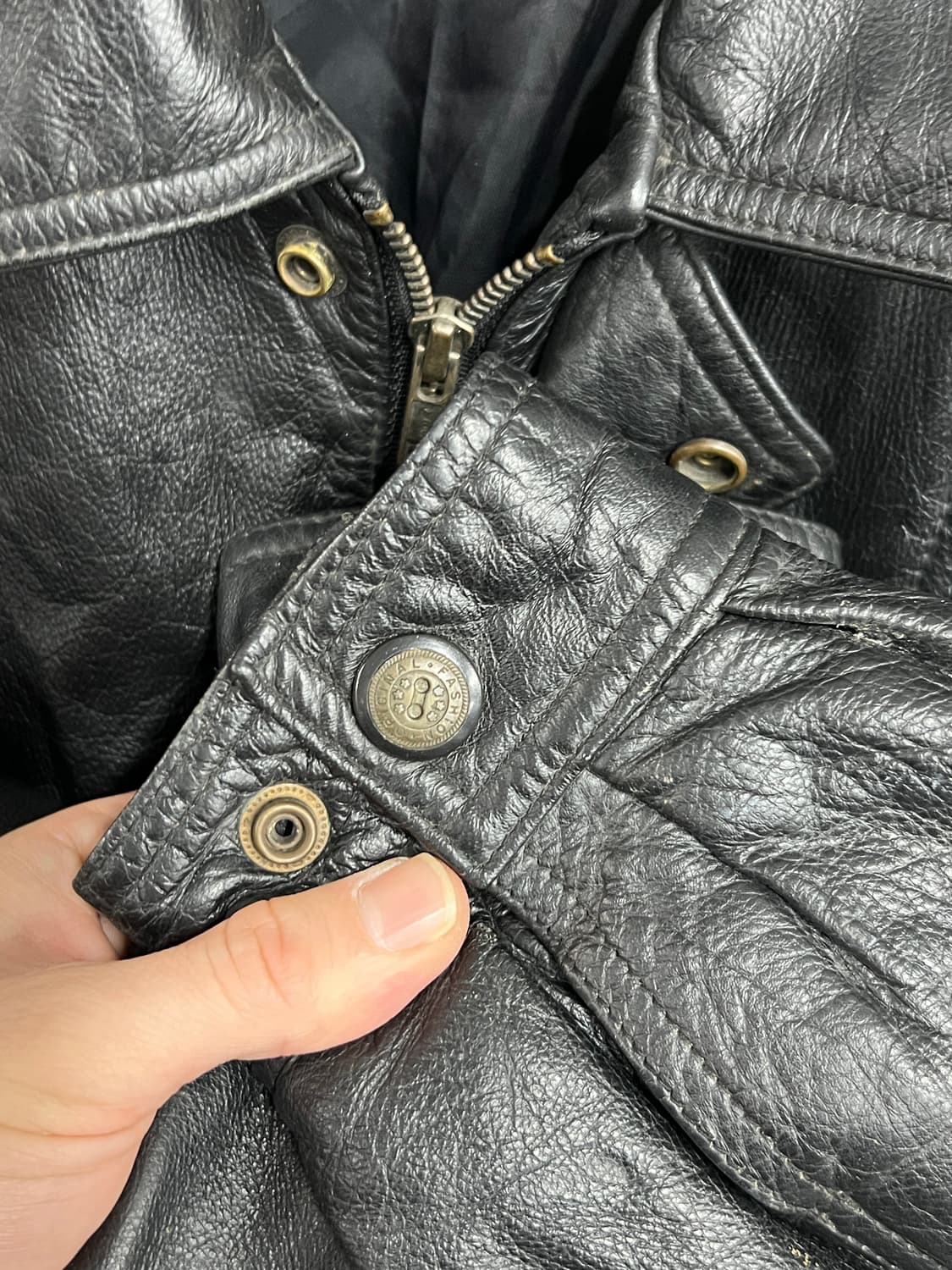 90s' Cow Leather Vintage 빈티지 블루종 소가죽 자켓 상품이미지5