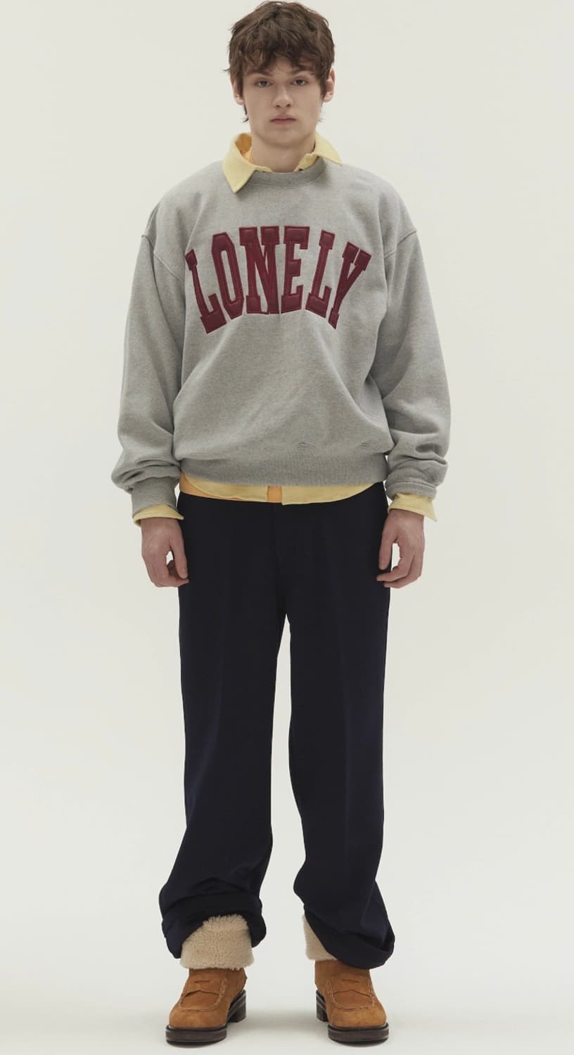 [노앙] FLUFE SWEATSHIRT GRAY-BURGUNDY (S) 상품이미지1